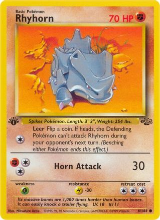 Rhyhorn (61)/64 Common 1st Edition