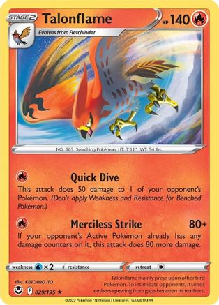 Talonflame (29)/195 Rare Reverse Holofoil