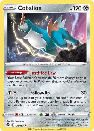 Cobalion (126)/195 Rare Reverse Holofoil