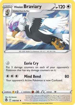 Hisuian Braviary (149)/195 Rare Reverse Holofoil