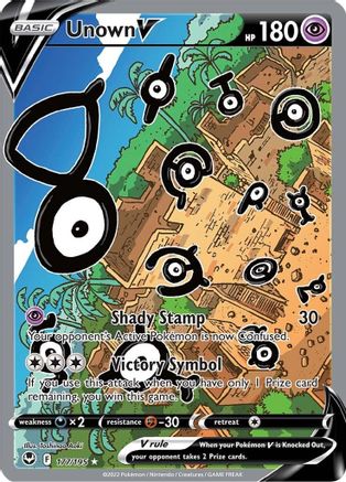 Unown V (Alternate Full Art) (177)/195 Ultra Rare Holofoil