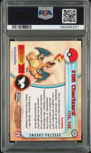PSA 8 Charizard Topps Series 1 (6) Spectra Chrome (Cabinet)