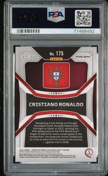PSA 10 Christiano Ronaldo #175 Red Prizm World Cup Qatar (Cabinet)