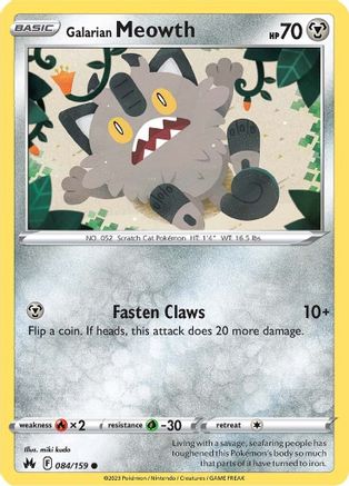 Galarian Meowth (84)/159 Common Reverse Holofoil