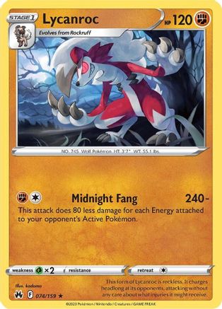 Lycanroc (74)/159 Rare Reverse Holofoil