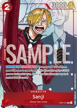 Sanji - OP01-013 (Alternate Art) (OP01-013) - One Piece Promotion Cards Foil (Cabinet-NM)