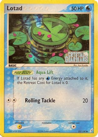 Lotad - 055/100 (EX Crystal Guardians Reverse Holofoil) (55) Common Reverse Holofoil