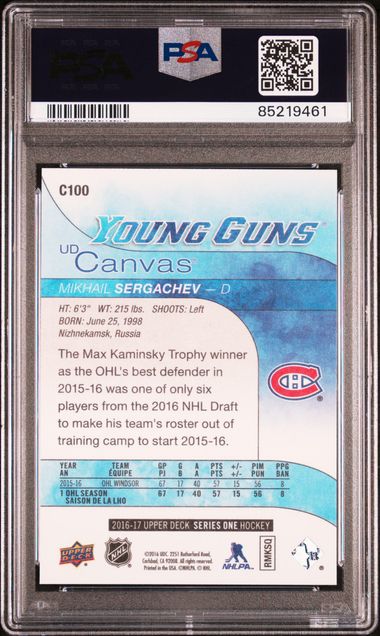 PSA 10 Mikhail Sergachev #C100 U.D. Canvas Young Guns