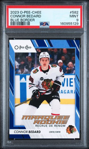 PSA 9 Connor Bedard [Blue Border] #582 2023 O-Pee-Chee (Cabinet)