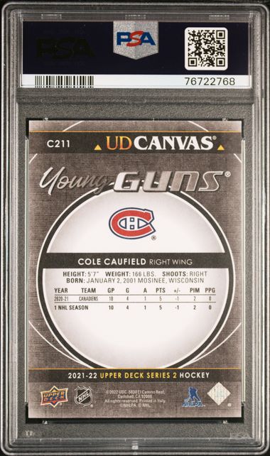 PSA10 Cole Caufield Black UD canvas #c211 (cabinet)