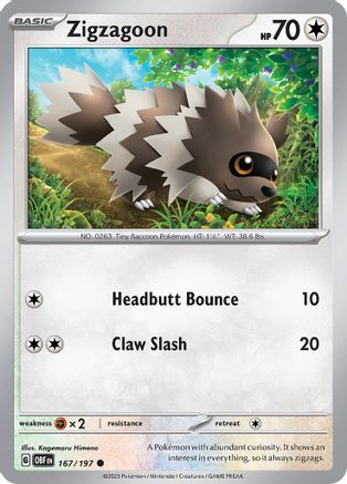Zigzagoon (167) Common Reverse Holofoil