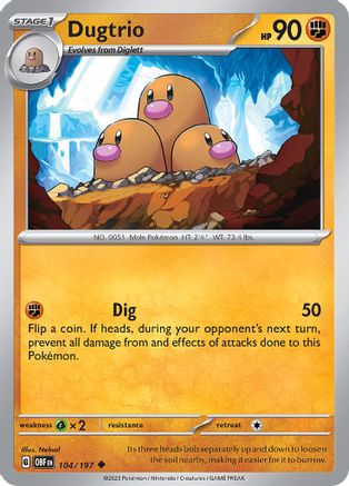 Dugtrio (104) Uncommon Reverse Holofoil