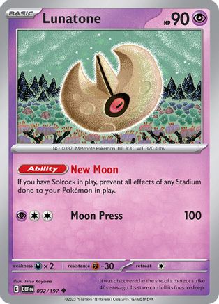 Lunatone (92) Uncommon Reverse Holofoil