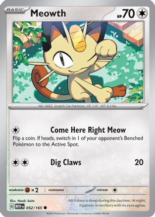 Meowth (52) Common Reverse Holofoil