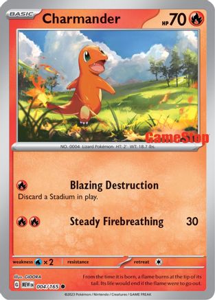 Charmander - 004/165 (GameStop Exclusive) (4) Promo Reverse Holofoil
