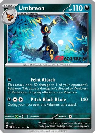Umbreon - 130/197 (EBGames Exclusive) (130) Promo Reverse Holofoil