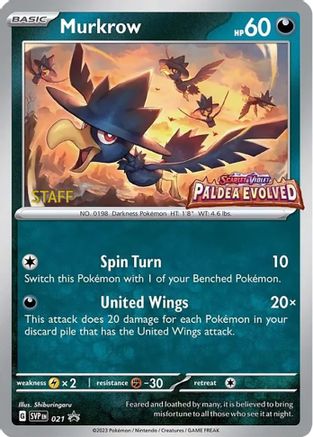 Murkrow - 021 (Prerelease) [Staff] (21) Promo Holofoil
