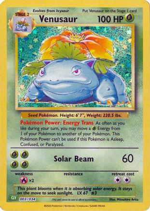 Venusaur (3) Classic Collection Holofoil