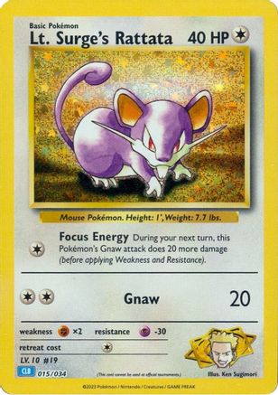 Lt. Surge's Rattata (15) Classic Collection Holofoil