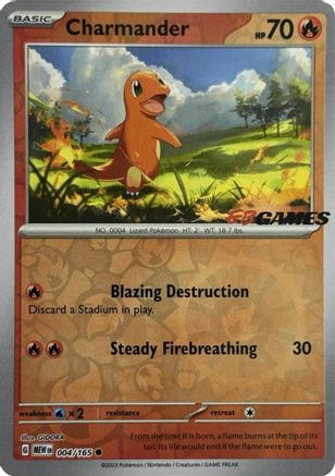 Charmander - 004/165 (EBGames Exclusive) (4) Promo Reverse Holofoil