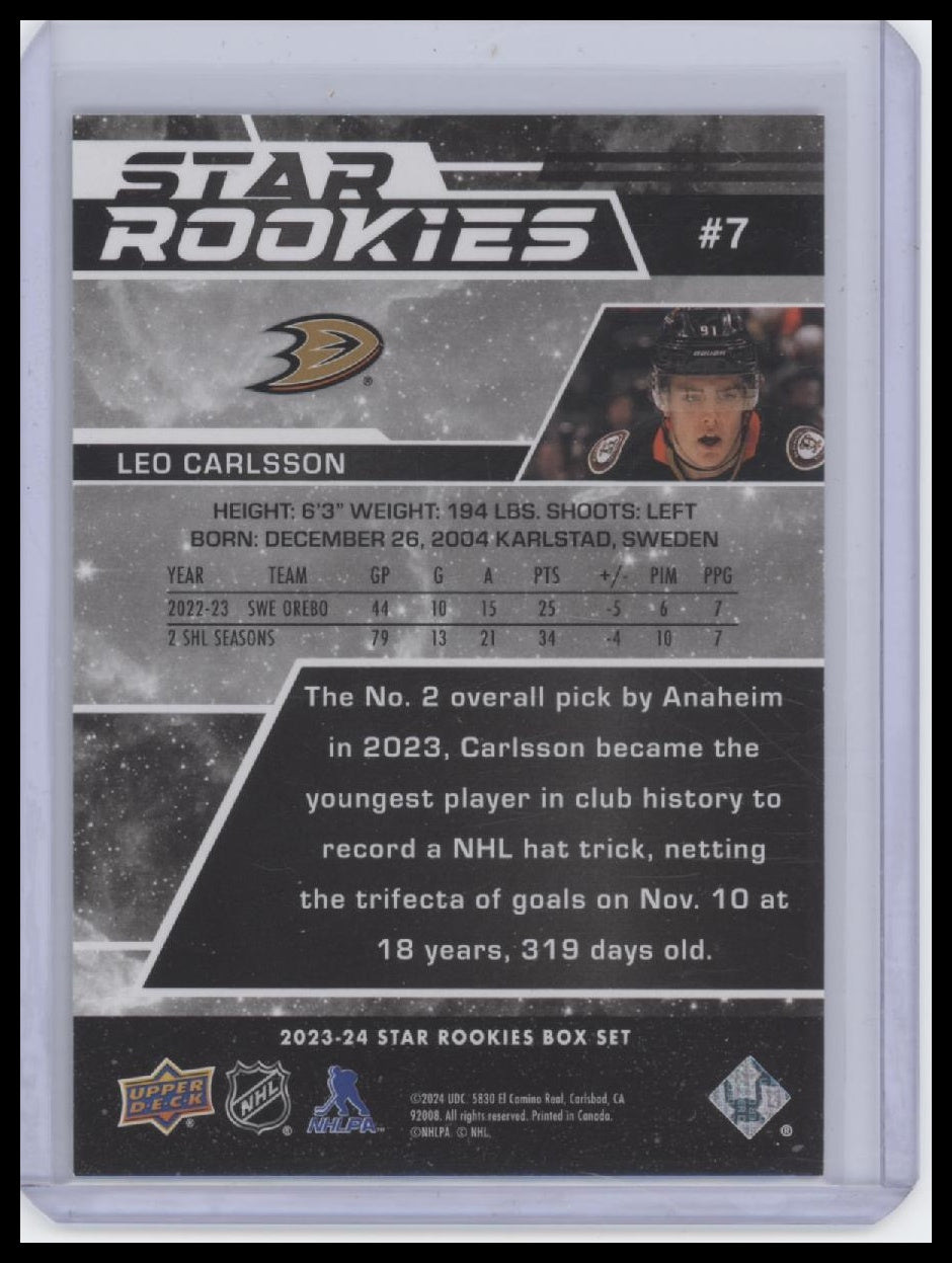 2023-24 Upper Deck NHL Star Rookies Box Set #7 Leo Carlsson