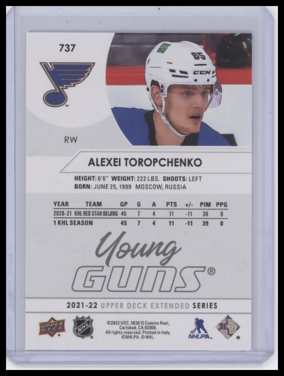 2021-22 Upper Deck #737 Alexei Toropchenko