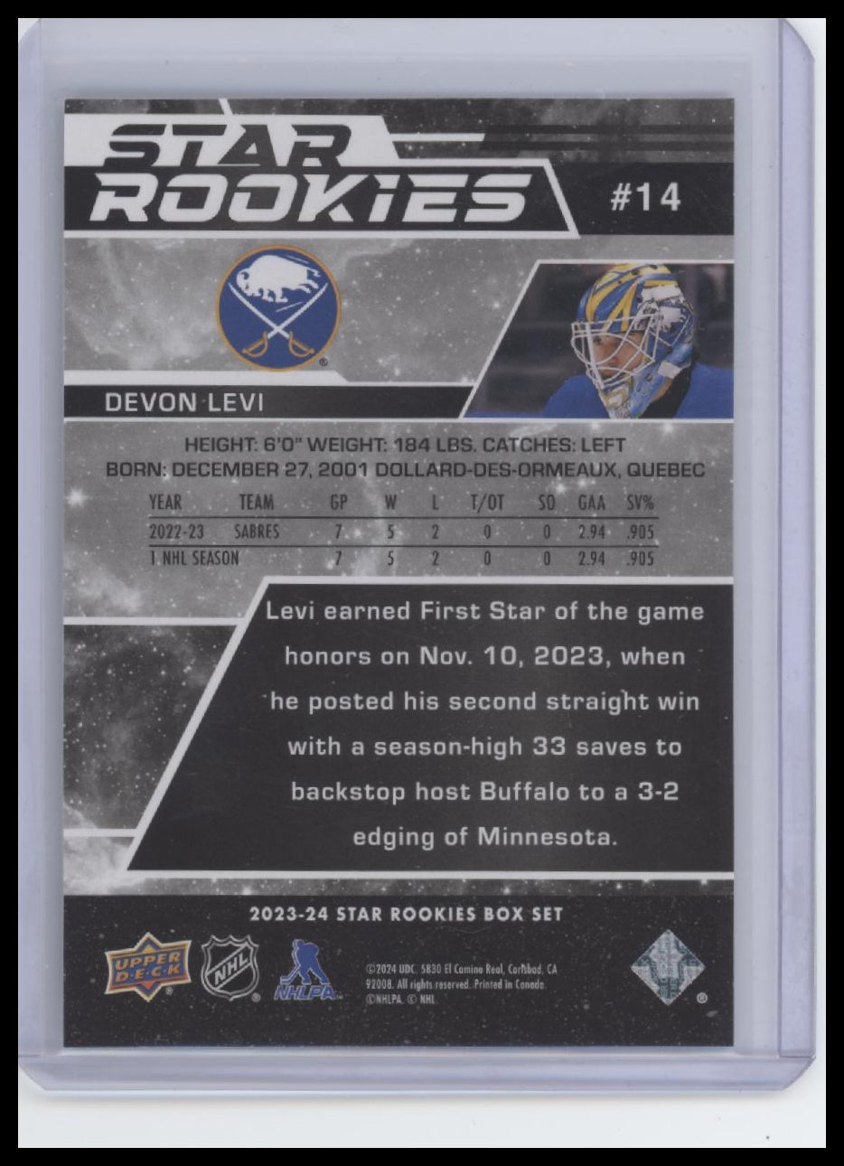 2023-24 Upper Deck NHL Star Rookies Box Set #14 Devon Levi