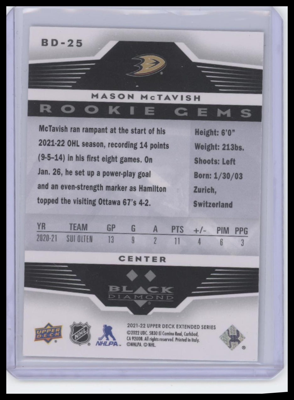 2021-22 Upper Deck #BD-25 Mason McTavish 2005-06 Black Diamond Retro