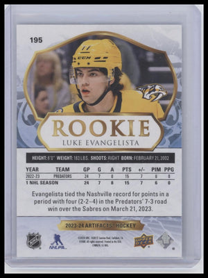 2023-24 Upper Deck Artifacts #195 Luke Evangelista Turquoise