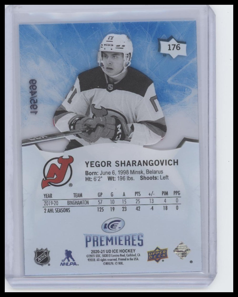 2021-22 Upper Deck Ice #176 Yegor Sharangovich 2020-21 Upper Deck Ice #/499