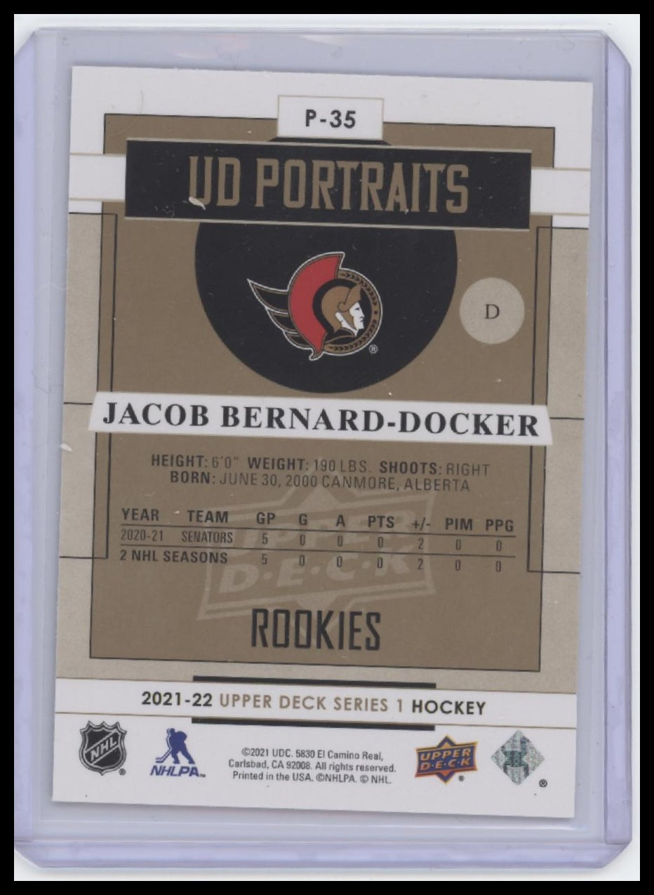 2021-22 Upper Deck #P-35 Jacob Bernard-Docker UD Portraits