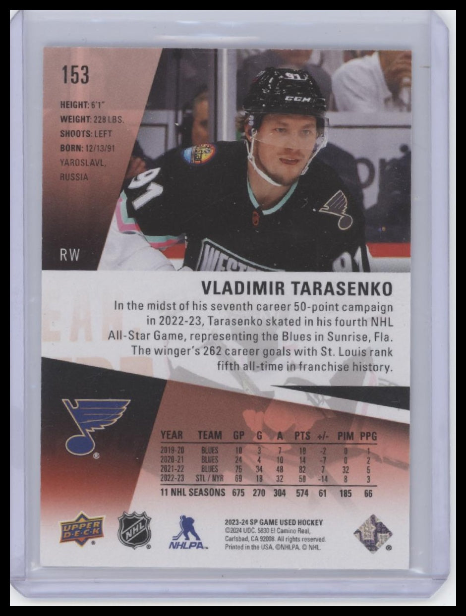 2023-24 SP Game Used #153 Vladimir Tarasenko Red #/230