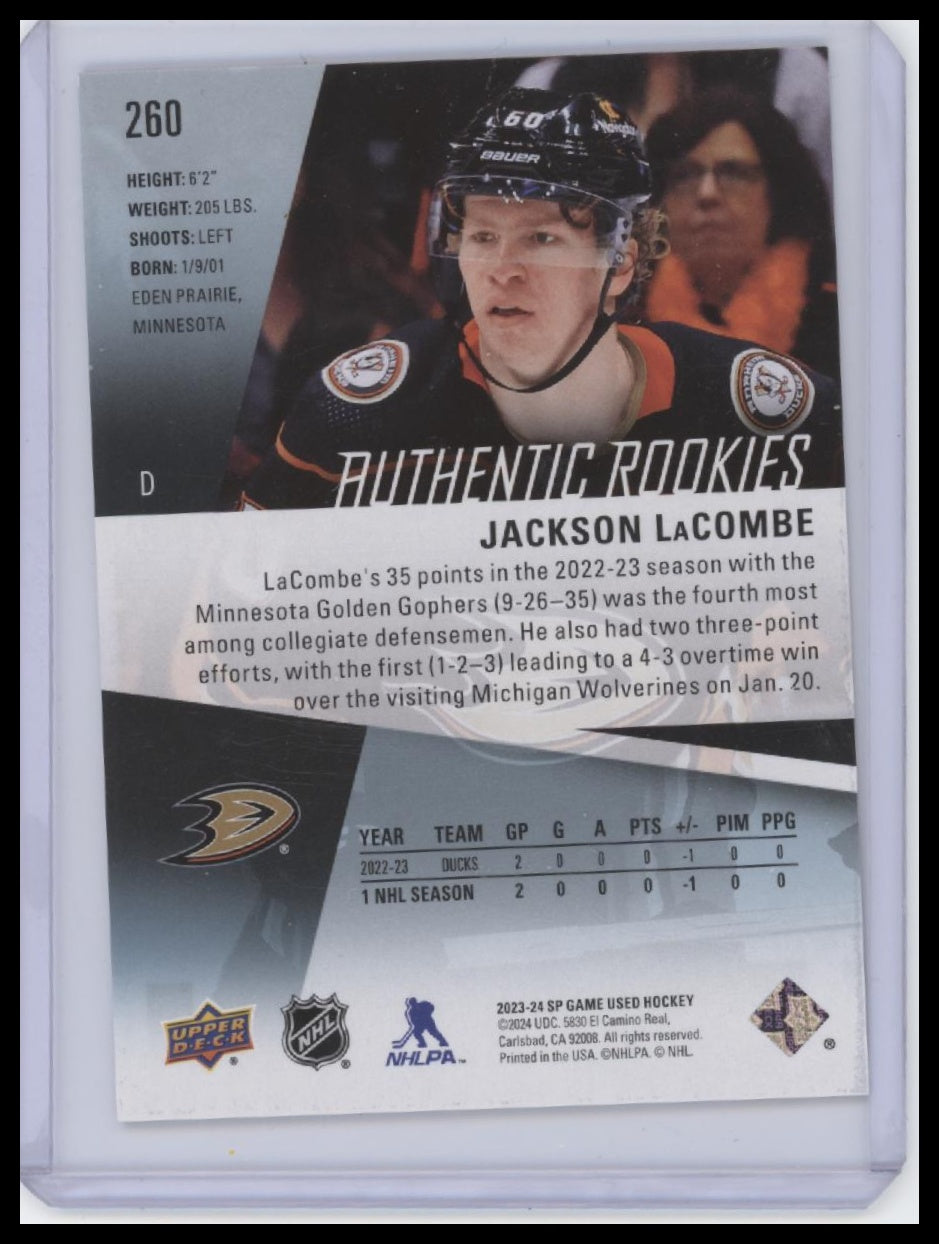 2023-24 SP Game Used #260 Jackson LaCombe #/60