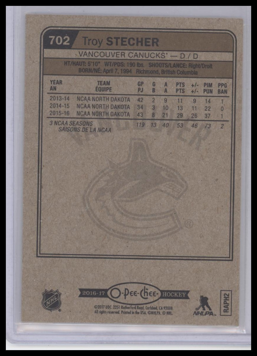 2016-17 Upper Deck #702 Troy Stecher 2016-17 O-Pee-Chee Update
