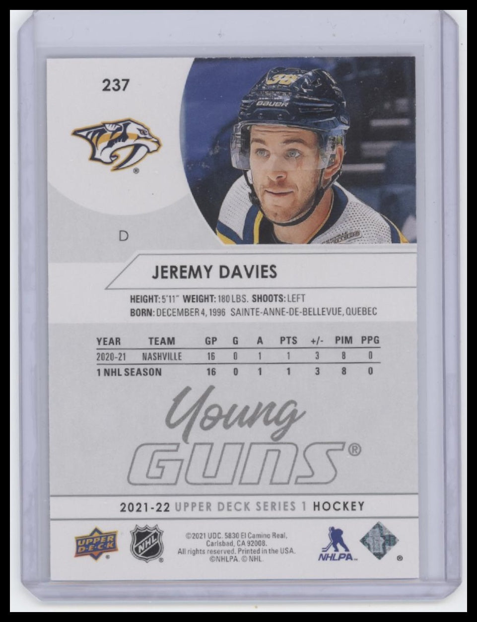 2021-22 Upper Deck #237 Jeremy Davies
