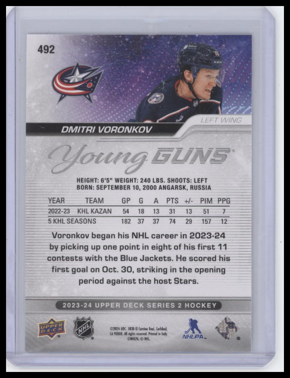 2023-24 Upper Deck #492 Dmitri Voronkov