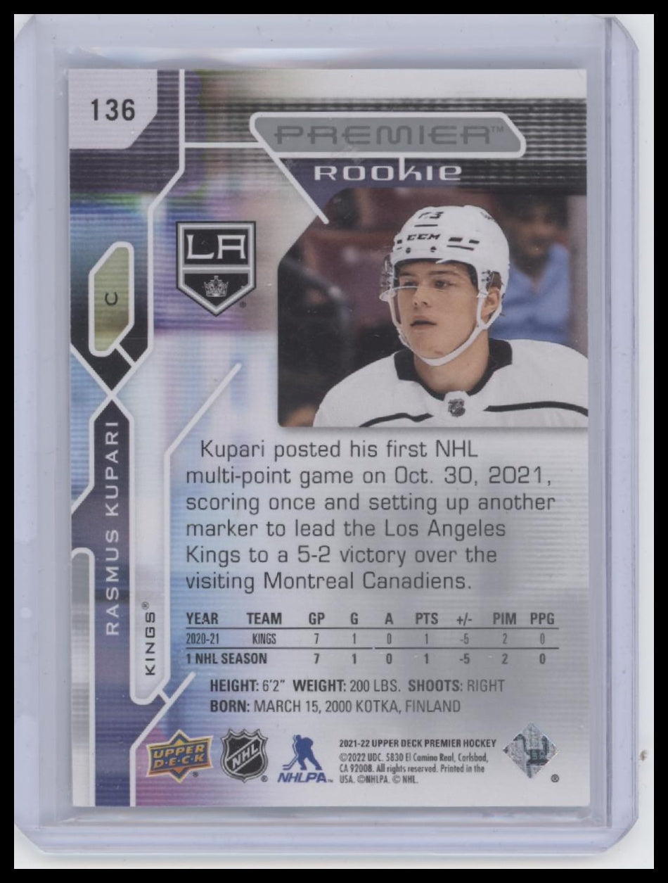 2021-22 Upper Deck Premier #136 Rasmus Kupari #/399