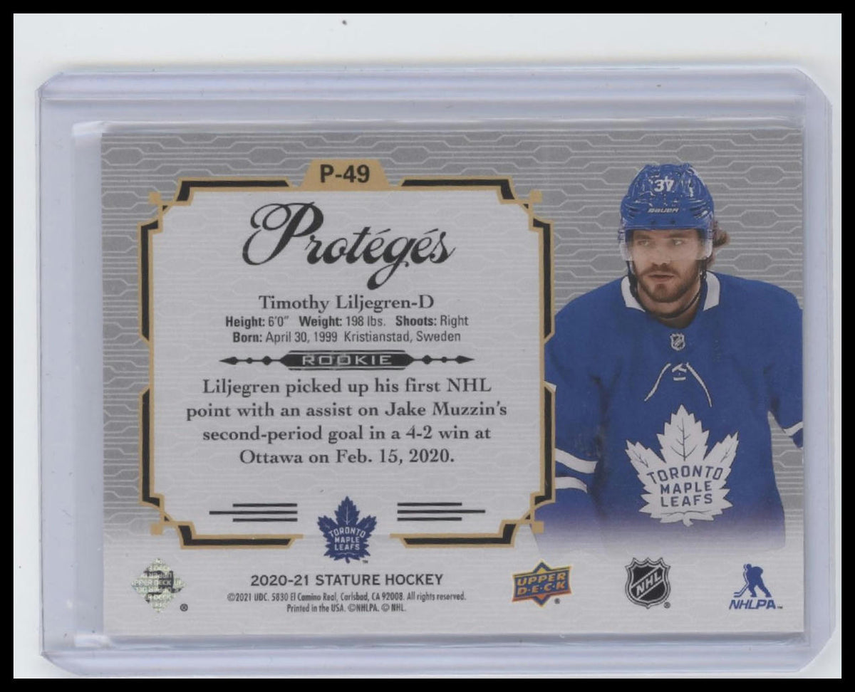 2020-21 Upper Deck Stature #P-49 Timothy Liljegren Proteges Green #/149