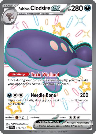 Paldean Clodsire ex - 219/091 (219) Shiny Ultra Rare Holofoil