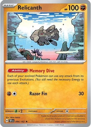 Relicanth - 084/162 (84) Rare Reverse Holofoil