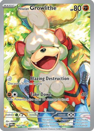 Hisuian Growlithe - 181/167 (181) Illustration Rare Holofoil (Cabinet-NM)
