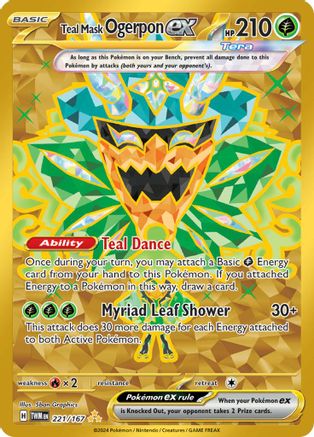 Teal Mask Ogerpon ex - 221/167 (221) Hyper Rare Holofoil