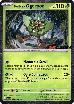 Teal Mask Ogerpon (Cosmos Holo) (EB Games Exclusive) (24) Rare Holofoil