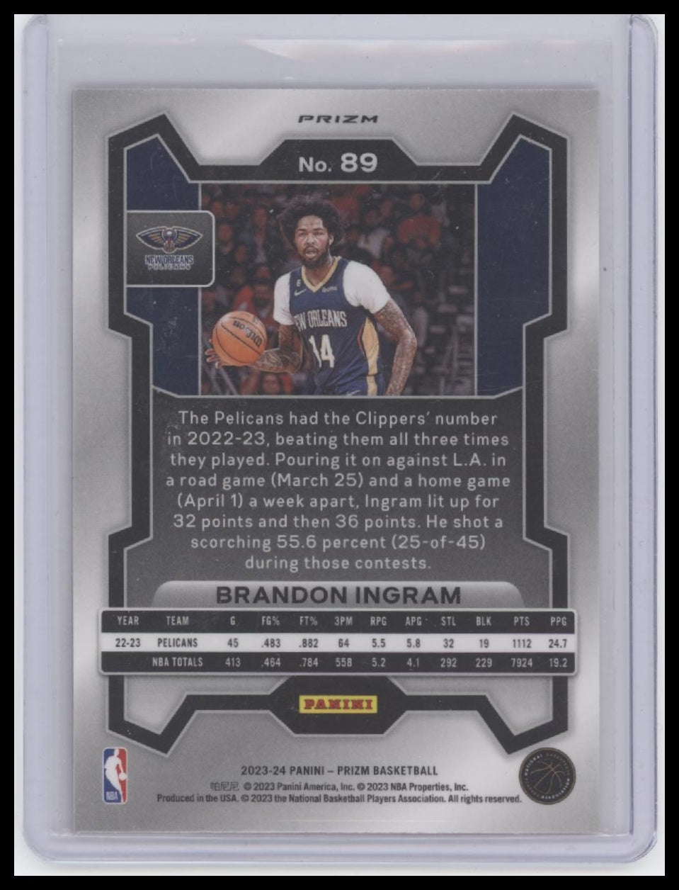 2023-24 Panini Prizm #89 Brandon Ingram Prizms Red Ice