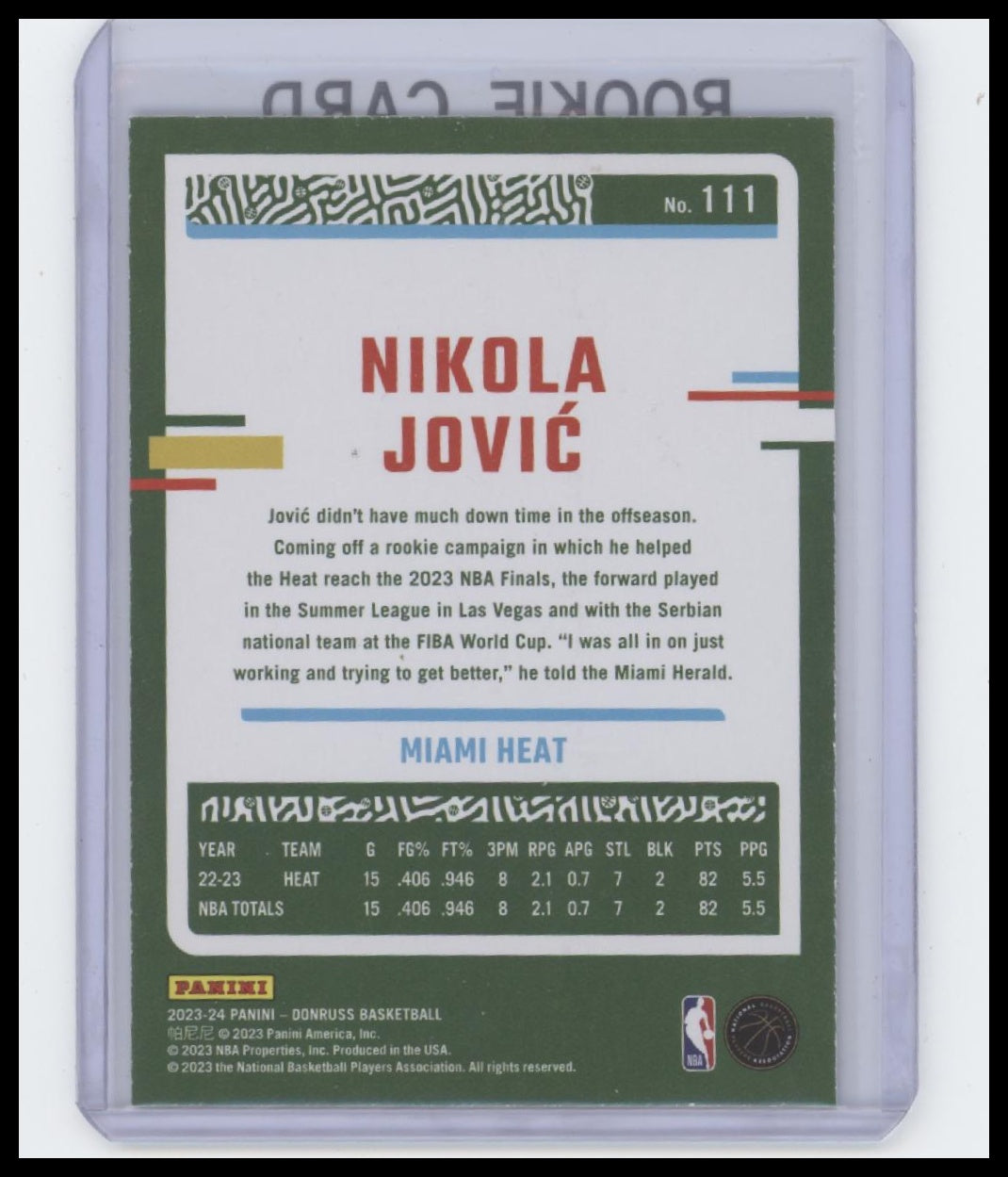 2023-24 Donruss #111 Nikola Jovic Green Laser Holo