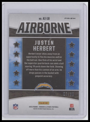 2023 Panini Rookies & Stars #AI-18 Justin Herbert Airborne Blue #/50