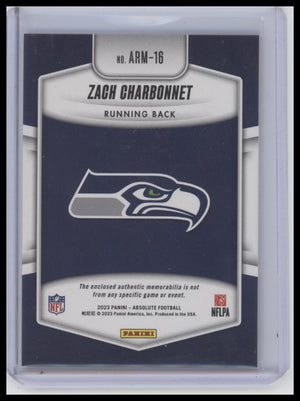 2023 Panini Absolute #ARM-16 Zach Charbonnet Absolute Rookie Materials