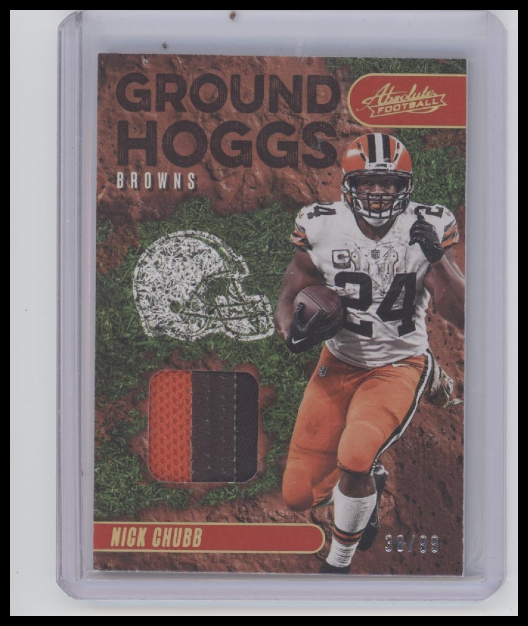 2023 Panini Absolute #GH-13 Nick Chubb Ground Hoggs Materials Gold #/99
