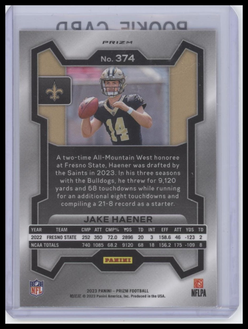 2023 Panini Prizm #374 Jake Haener Lazer