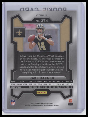 2023 Panini Prizm #374 Jake Haener Lazer